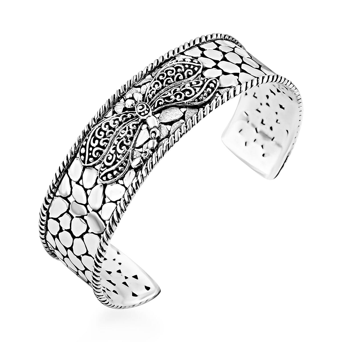 Bali Legacy Sterling Silver Dragonfly Cuff Bracelet (7.25 In) (26.50 g) image number 3