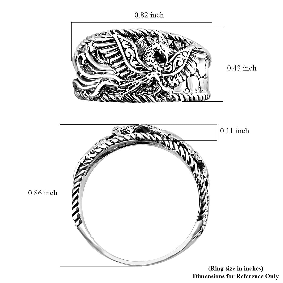 Bali Legacy Sterling Silver Phoenix Ring (Size 9.0) 4.70 Grams image number 5