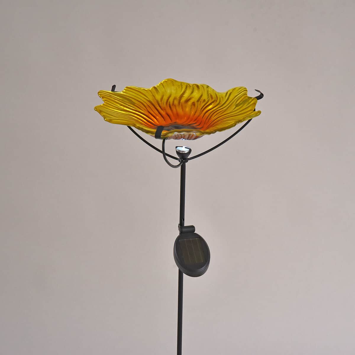 Solar Sunflower Pattern Hand Painted Glass Bird Feeder Stake (300 mAh Battery Included) image number 1