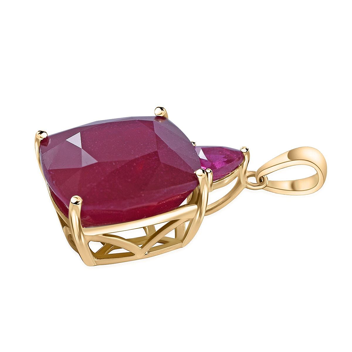 Luxoro AAA Niassa Ruby FF 12.00 ctw Pendant without Chain in 10K Yellow Gold image number 2