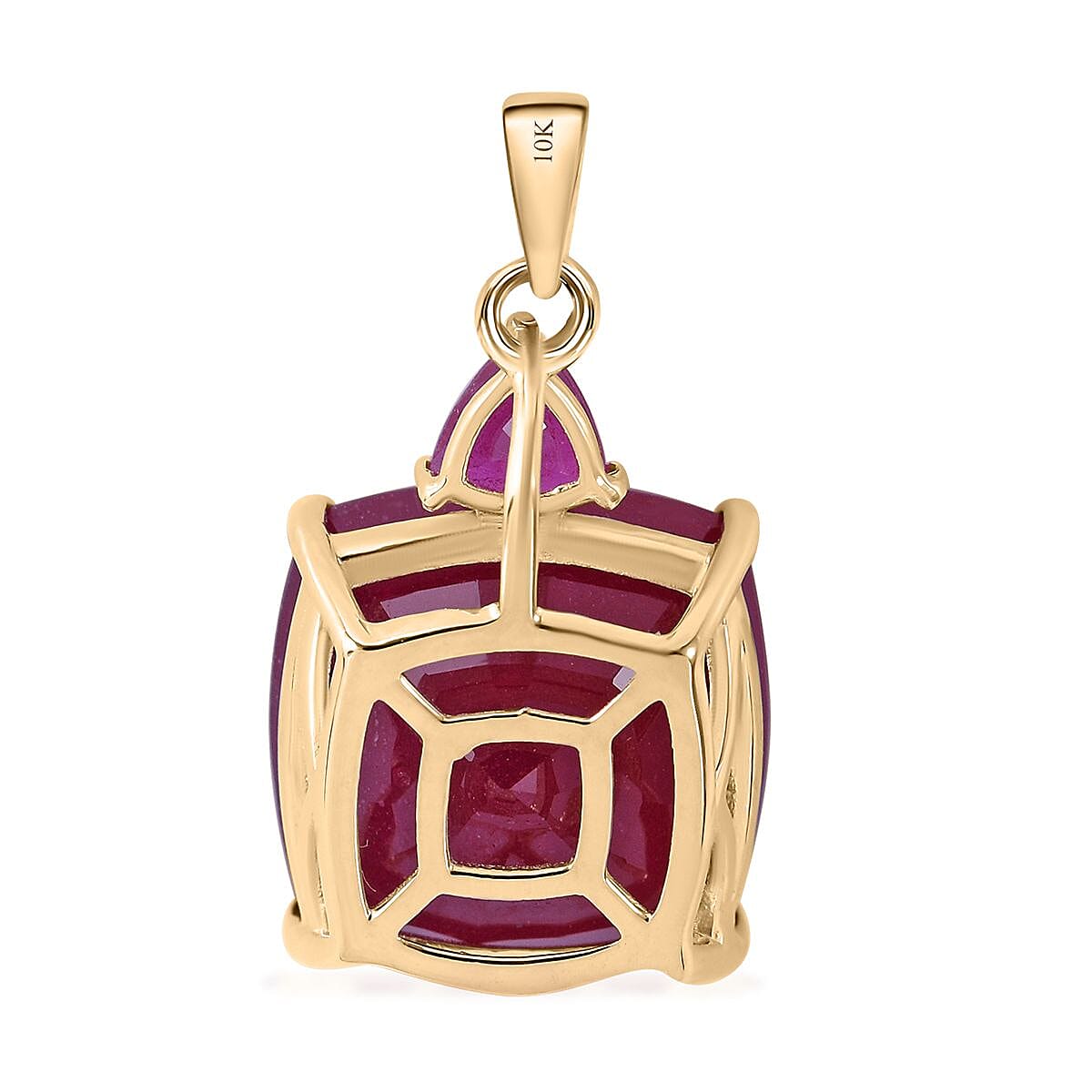 Luxoro AAA Niassa Ruby FF 12.00 ctw Pendant without Chain in 10K Yellow Gold image number 3