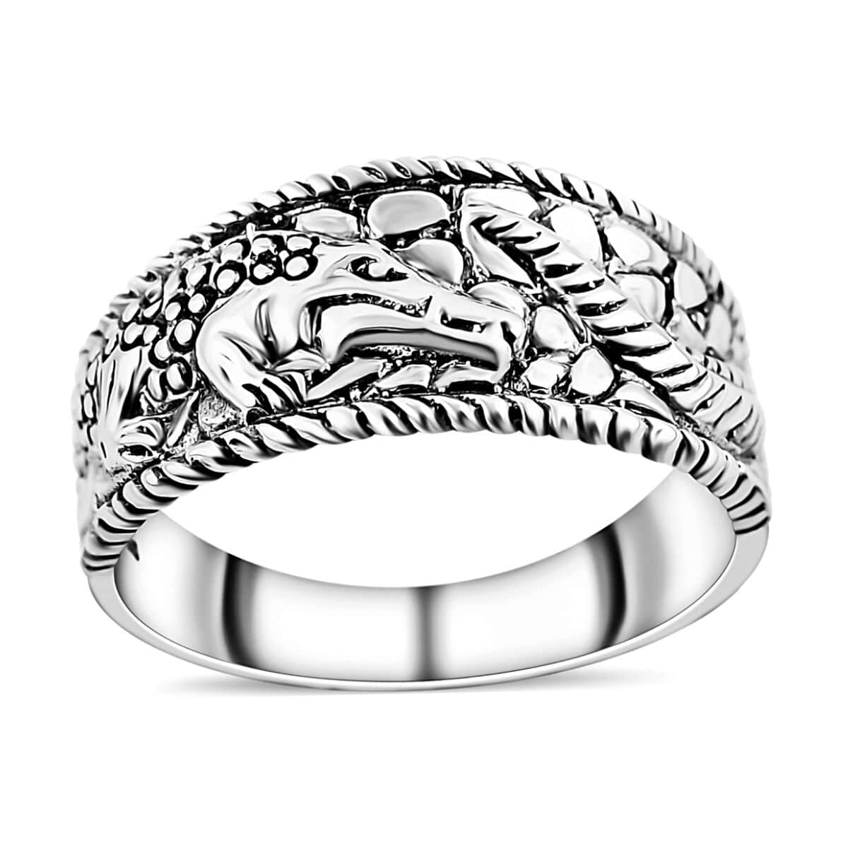 Bali Legacy Sterling Silver Crocodile Ring (Size 6.0) 4.70 Grams image number 0