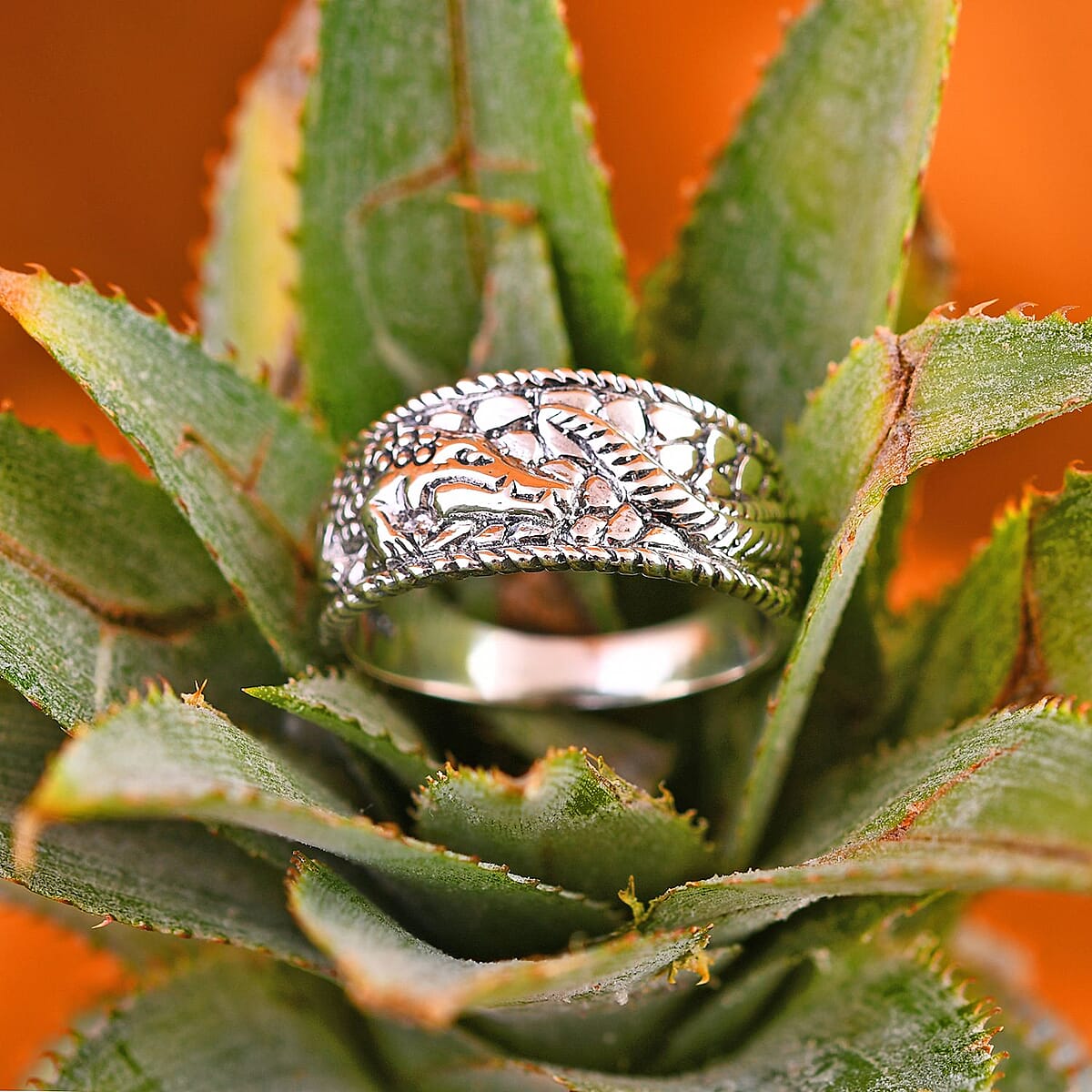 Bali Legacy Sterling Silver Crocodile Ring (Size 9.0) 4.70 Grams image number 1