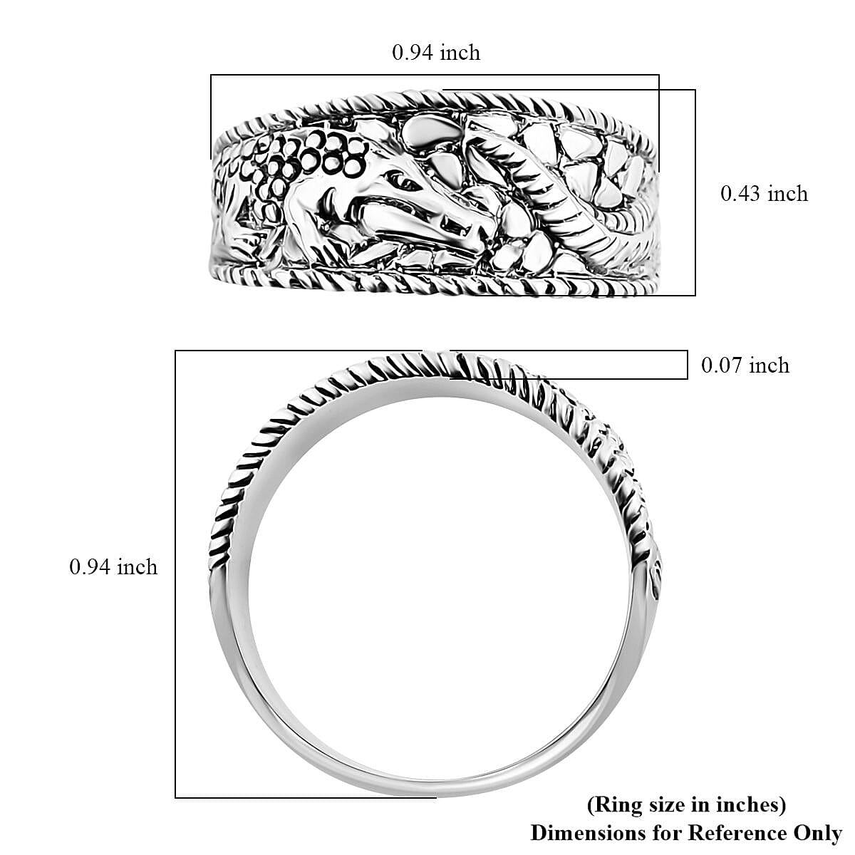 Bali Legacy Sterling Silver Crocodile Ring (Size 9.0) 4.70 Grams image number 5
