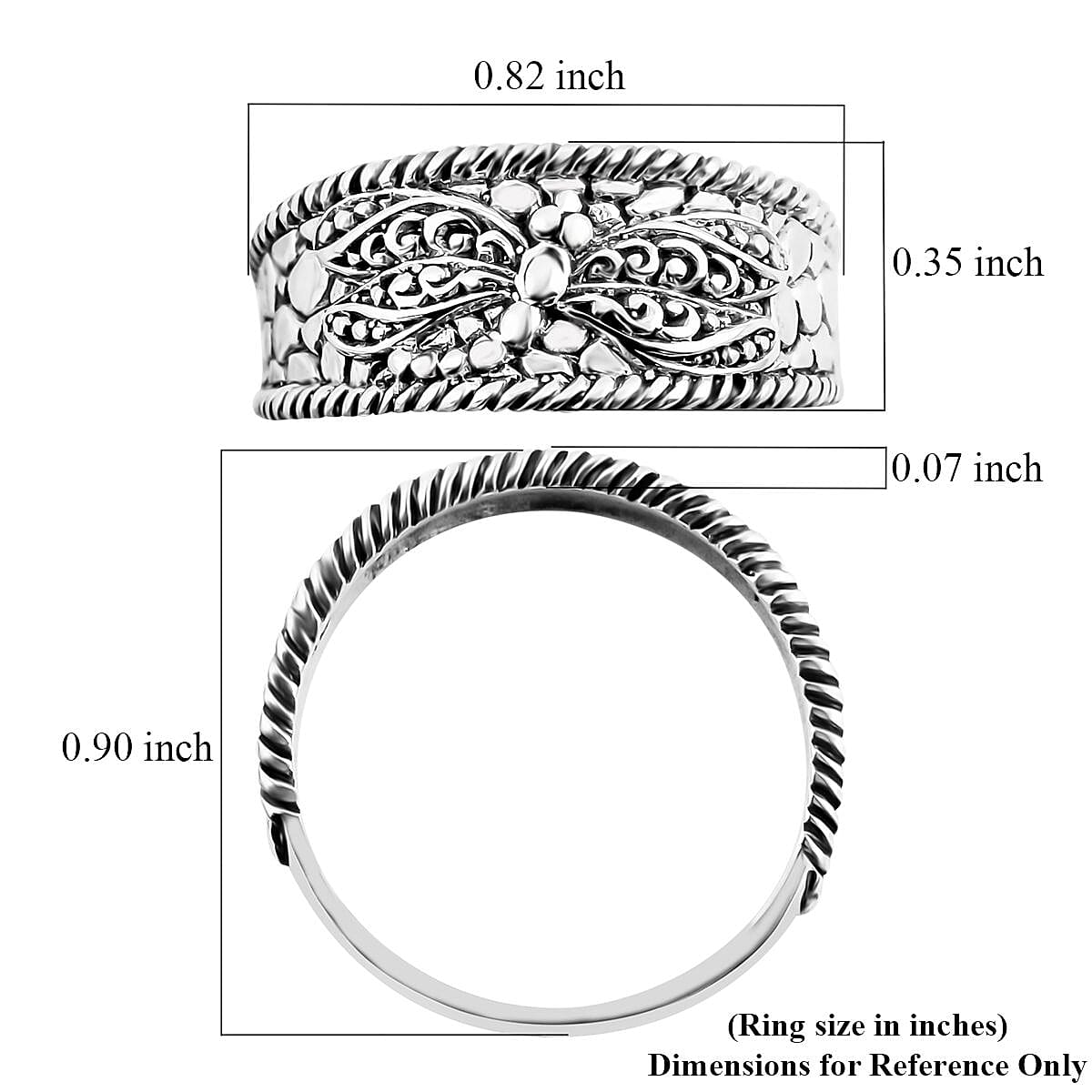 Bali Legacy Sterling Silver Dragonfly Ring (Size 10.0) 4.70 Grams image number 5