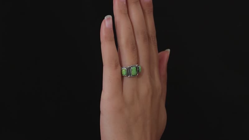 Artisan Crafted Sonoran Gold Turquoise 3 Stone Ring in Black Oxidized Sterling Silver (Size 10.0) (Del. in 8-10 Days) 2.75 ctw