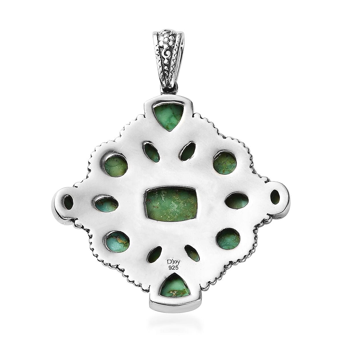 Artisan Crafted Sonoran Gold Turquoise Cluster Pendant in Black Oxidized Sterling Silver 9.50 ctw