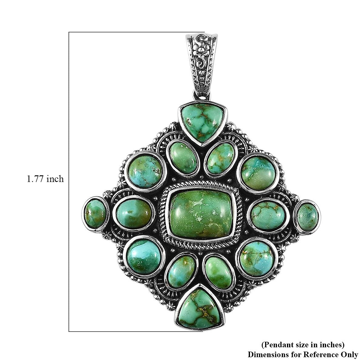 Artisan Crafted Sonoran Gold Turquoise Cluster Pendant in Black Oxidized Sterling Silver 9.50 ctw image number 5