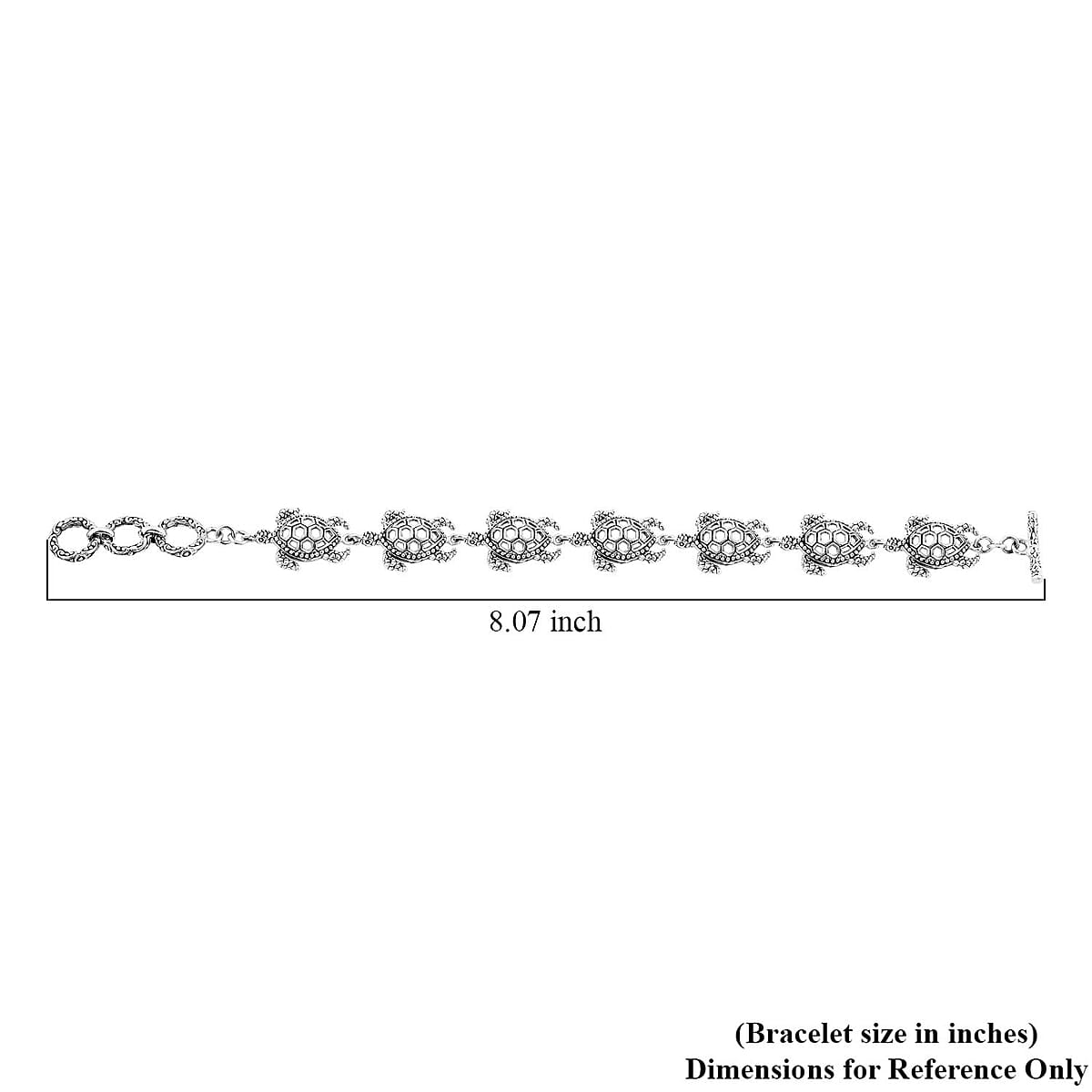 Bali Legacy Sterling Silver Toggle Clasp Turtle Bracelet 17.75 Grams image number 3