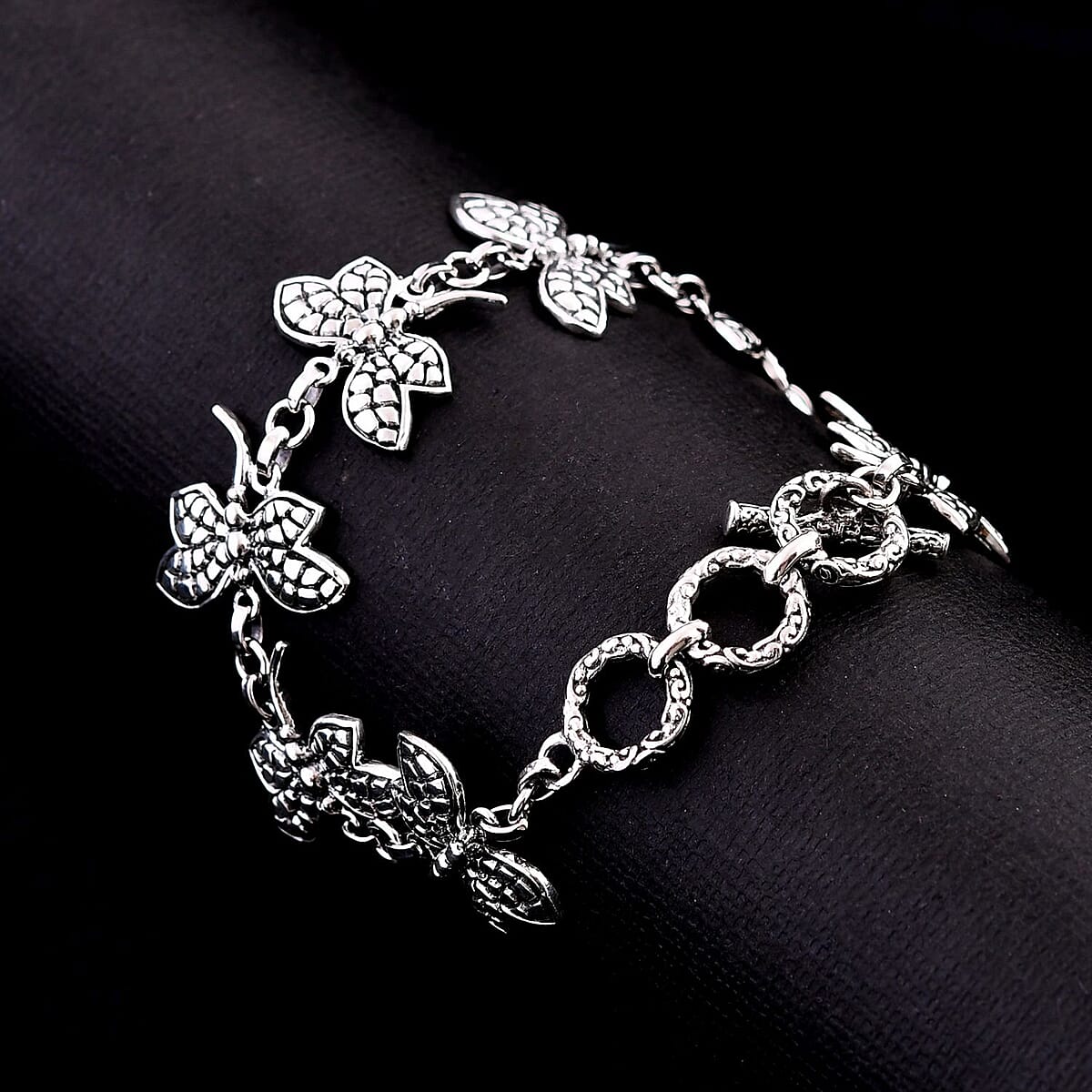 Bali Legacy Sterling Silver Toggle Clasp Dragonfly Bracelet (6.50-8.0In) 17.75 Grams image number 1