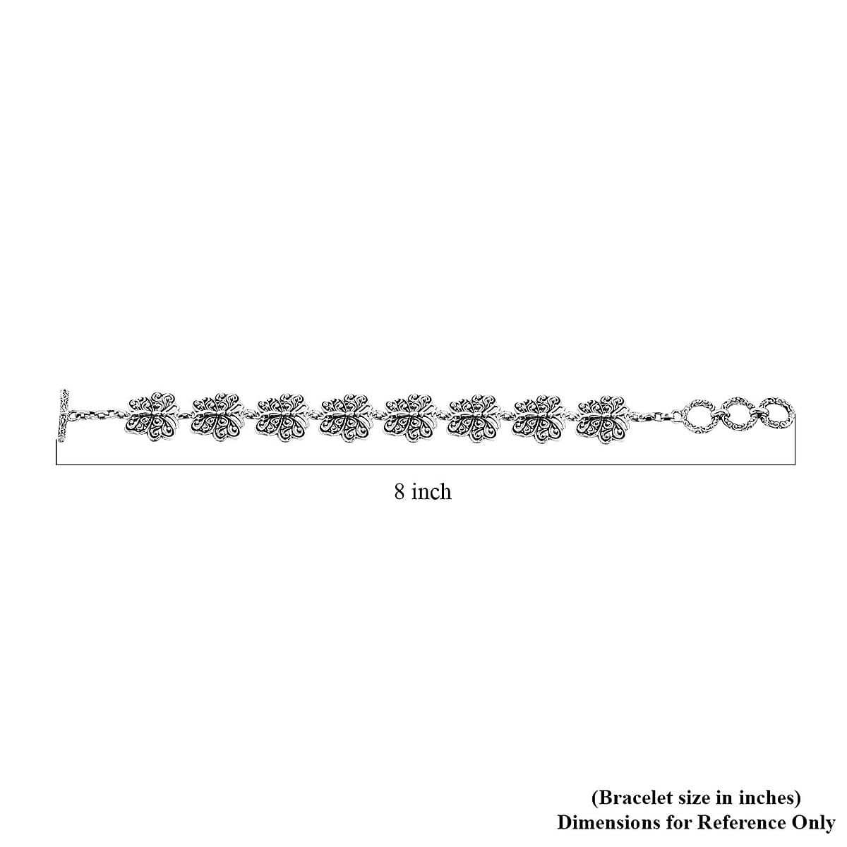 Bali Legacy Sterling Silver Toggle Clasp Butterfly Bracelet (6.50-8.0In) 17.75 Grams image number 3