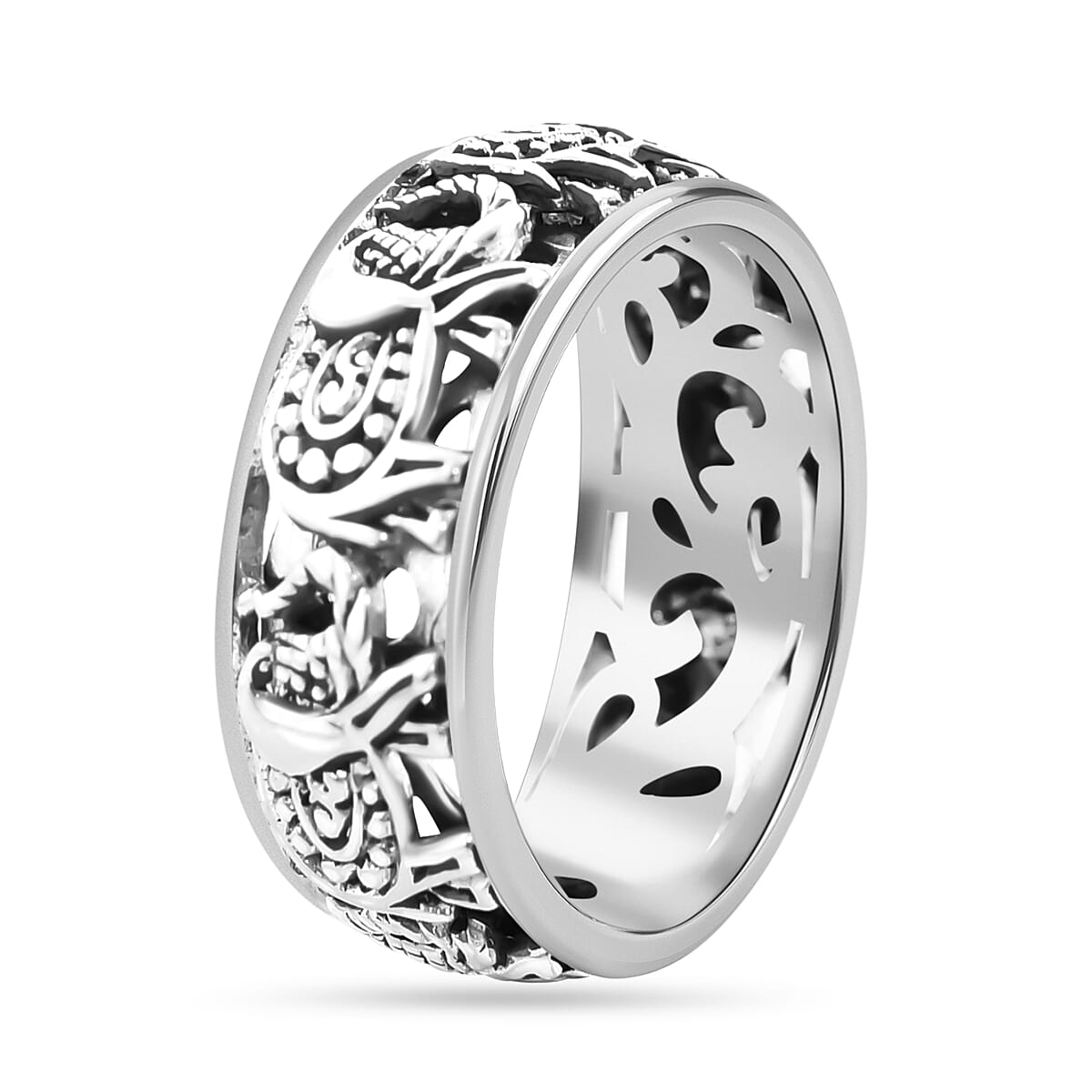 Bali Legacy Sterling Silver Elephant Ring (Size 10.0) (4 g) image number 3