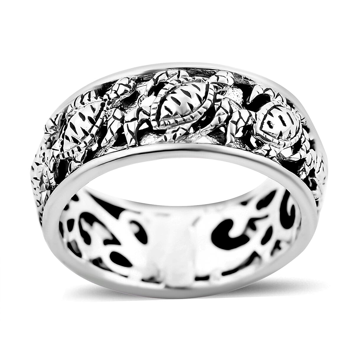 Bali Legacy Sterling Silver Turtle Band Ring (Size 5.0) 4 Grams image number 0