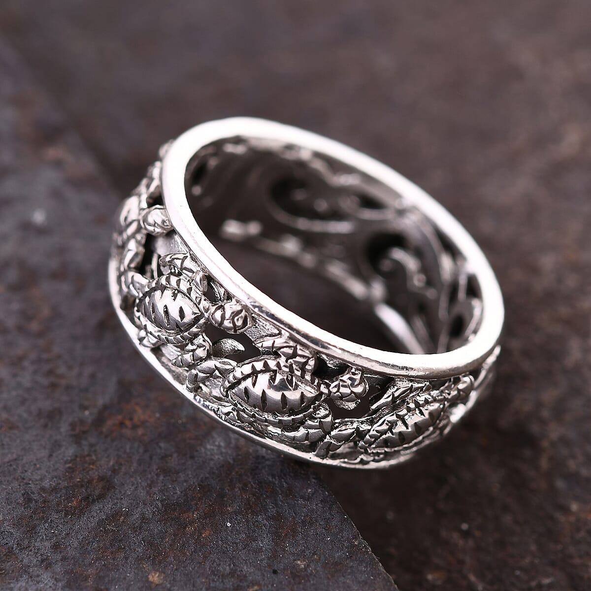 Bali Legacy Sterling Silver Turtle Band Ring (Size 5.0) 4 Grams image number 1