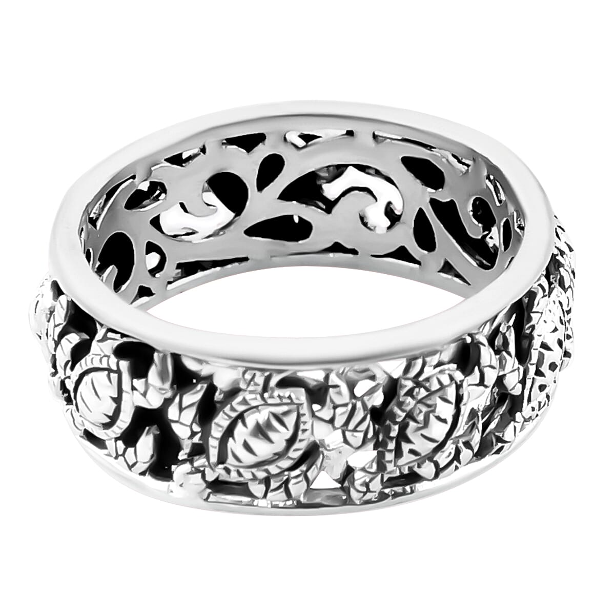 Bali Legacy Sterling Silver Turtle Band Ring (Size 5.0) 4 Grams image number 4