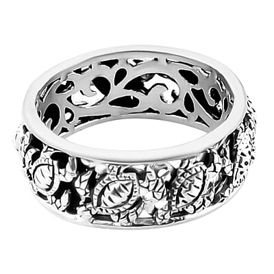 Bali Legacy Sterling Silver Turtle Band Ring (Size 9.0) 4 Grams