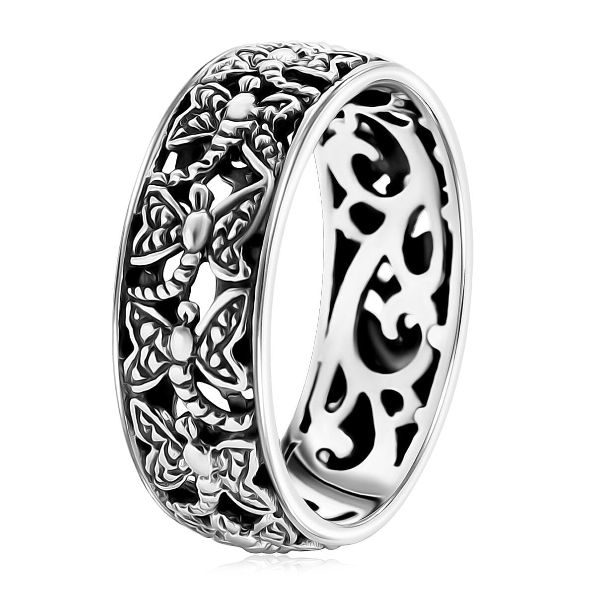 Bali Legacy Dragonfly Band Ring in Sterling Silver (Size 7.0) 3.70 Grams image number 3