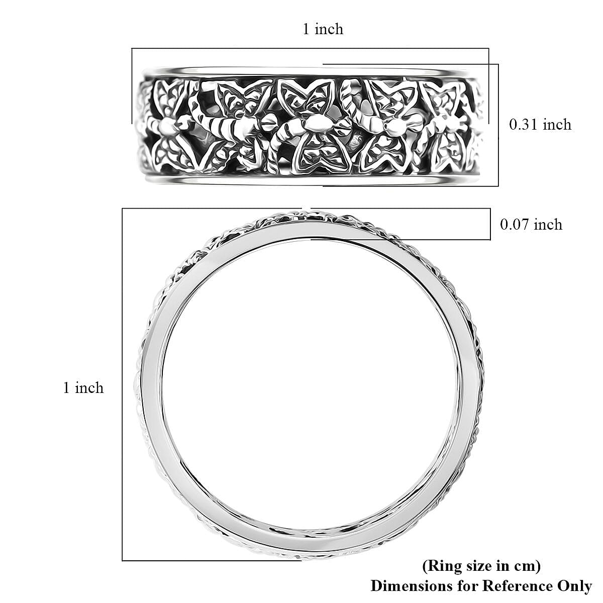 Bali Legacy Dragonfly Band Ring in Sterling Silver (Size 7.0) 3.70 Grams image number 5