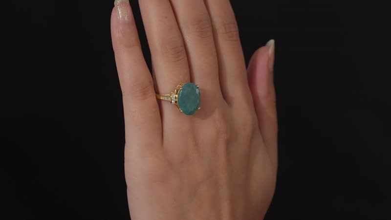 One Time Only Premium Grandidierite (Ovl), Diamond (0.20 cts) Ring in Vermeil YG Over Sterling Silver (Size 6.0) 9.90 ctw