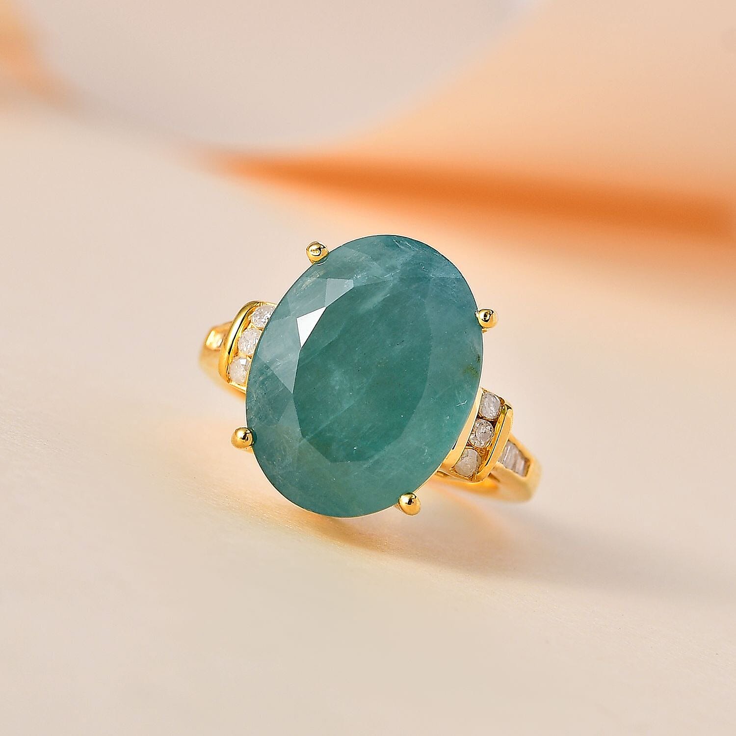 Premium Grandidierite and Diamond Ring in Vermeil Yellow Gold Over Sterling Silver (Size 6.0) 9.90 ctw
