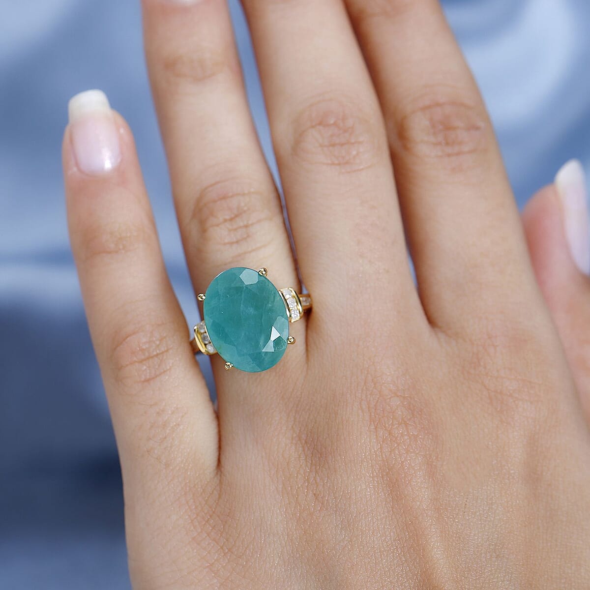 Premium Grandidierite and Diamond Ring in Vermeil Yellow Gold Over Sterling Silver (Size 7.0) 9.90 ctw image number 2