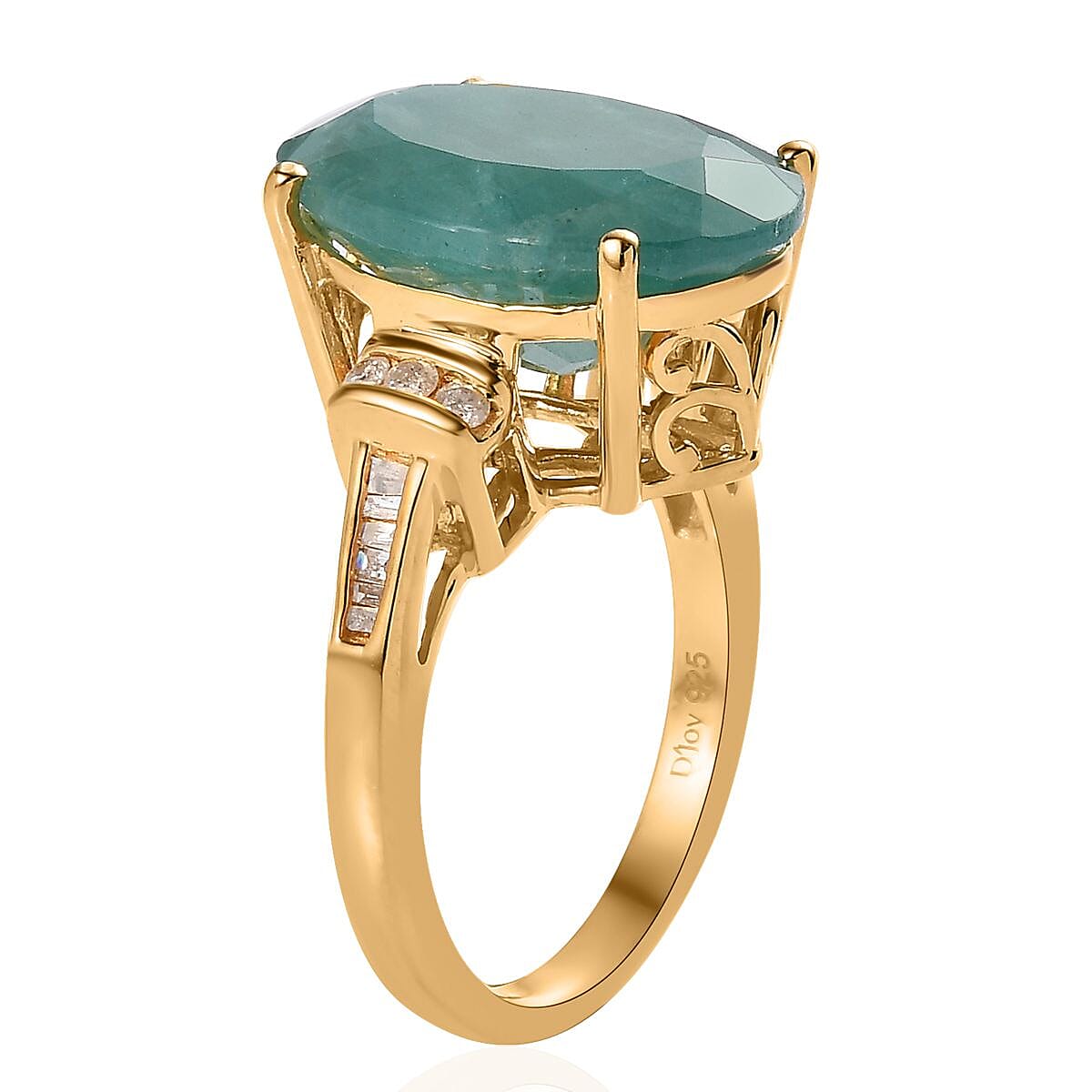 Premium Grandidierite and Diamond Ring in Vermeil Yellow Gold Over Sterling Silver (Size 7.0) 9.90 ctw image number 3