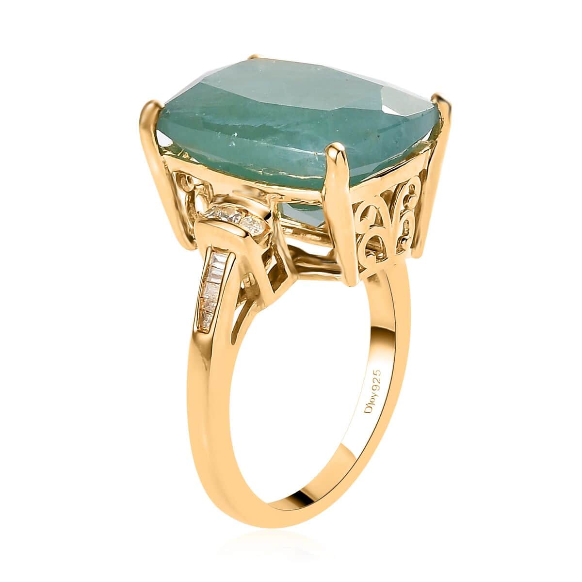 Premium Grandidierite and Diamond Ring in Vermeil Yellow Gold Over Sterling Silver (Size 9.0) 12.20 ctw image number 3