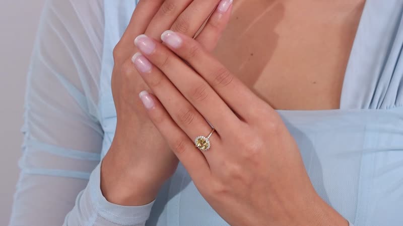 Luxoro 10K Yellow Gold Premium Brazilian Heliodor and Moissanite Ring (Size 10.5) 1.80 ctw
