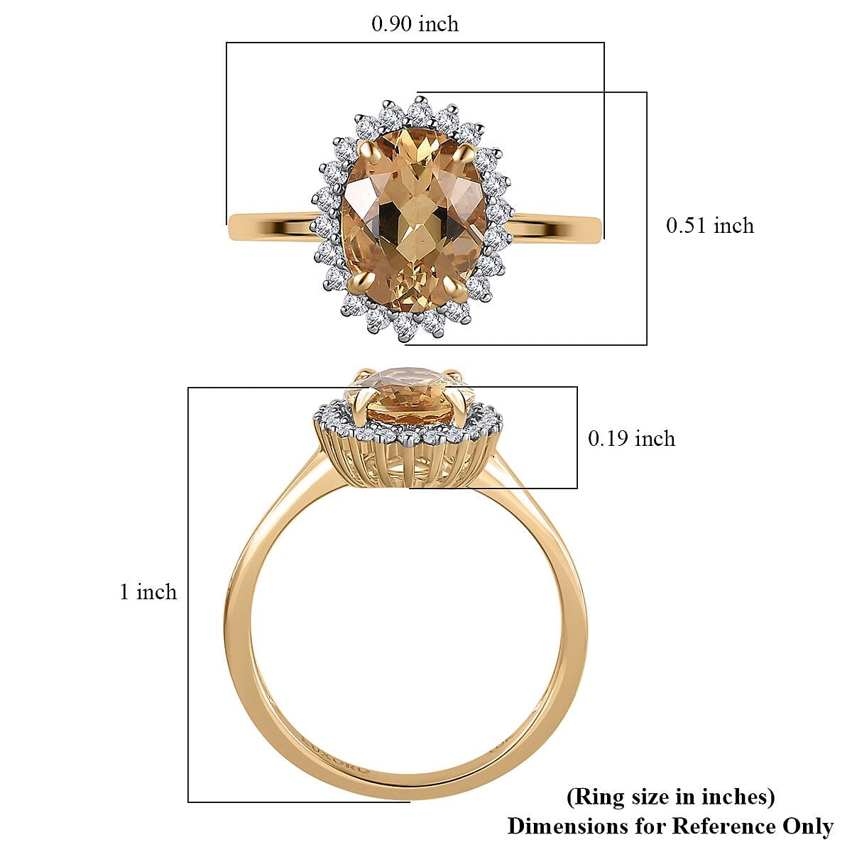 Luxoro 10K Yellow Gold Premium Brazilian Heliodor and Moissanite Ring (Size 10.0) 1.80 ctw