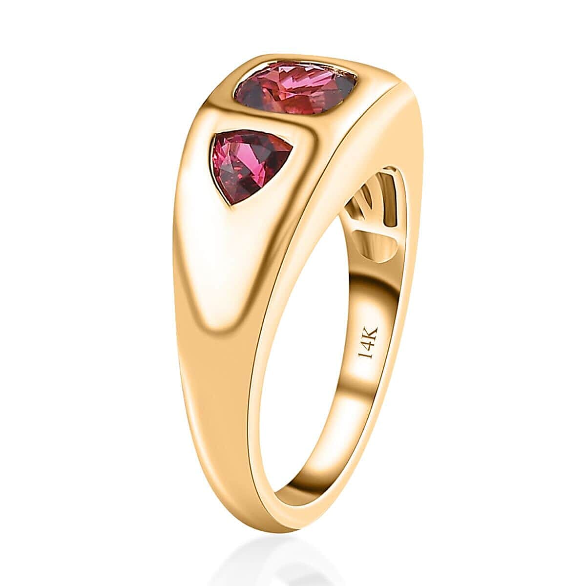 Luxoro 14K Yellow Gold AAA Calabar Tourmaline, Ouro Fino Rubellite 3 Stone Ring (Size 10.0) 1.50 ctw image number 3