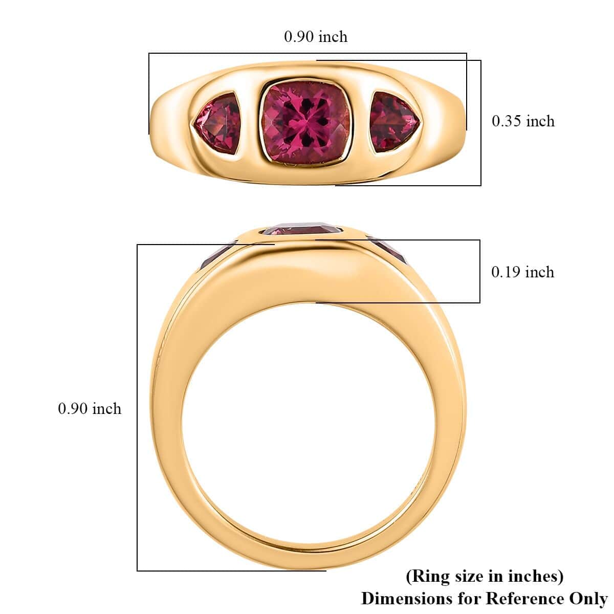 Luxoro 14K Yellow Gold AAA Calabar Tourmaline, Ouro Fino Rubellite 3 Stone Ring (Size 5.5) 1.50 ctw image number 5