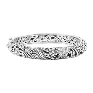 Bali Legacy Sterling Silver Dragon Bangle Bracelet (7.25 In) 42.75 Grams