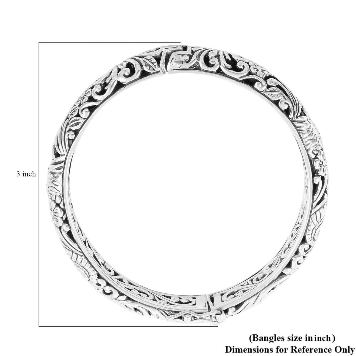 Bali Legacy Sterling Silver Dragon Bangle Bracelet (7.25 In) 42.75 Grams image number 5