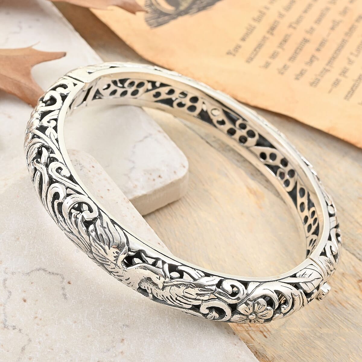 Bali Legacy Phoenix Bangle Bracelet in Sterling Silver 42.75 Grams (7.25 In) image number 1