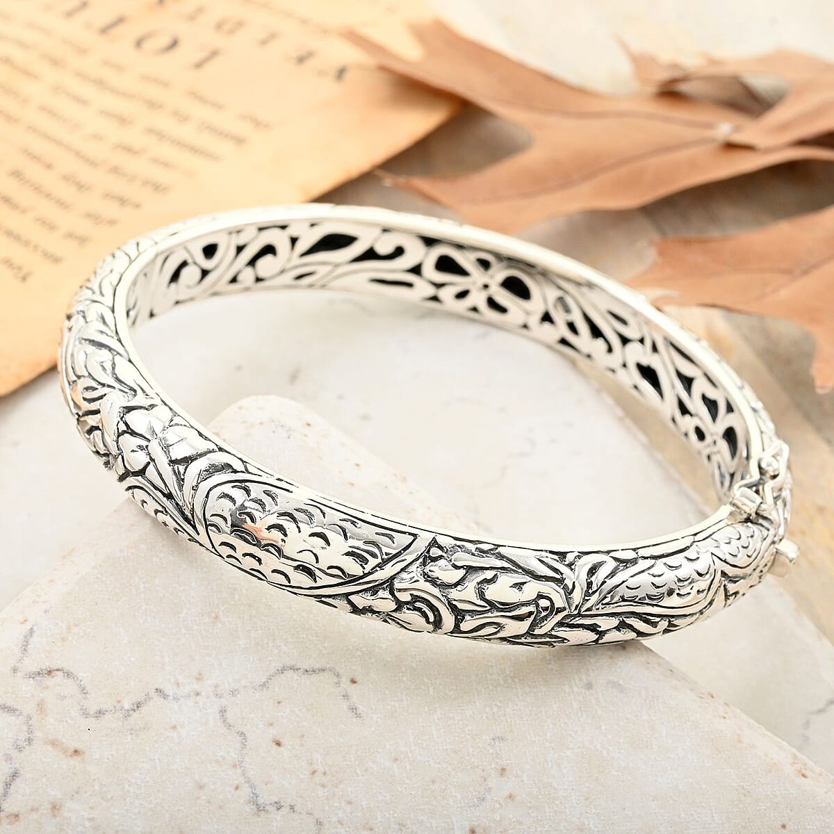 Bali Legacy Sterling Silver Butterfly Bangle Bracelet (7.25 In) 42.75 Grams image number 1