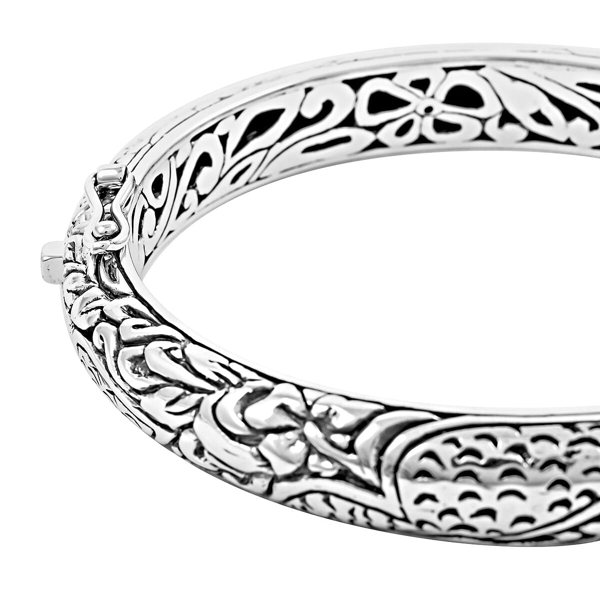 Bali Legacy Sterling Silver Butterfly Bangle Bracelet (7.25 In) 42.75 Grams image number 3