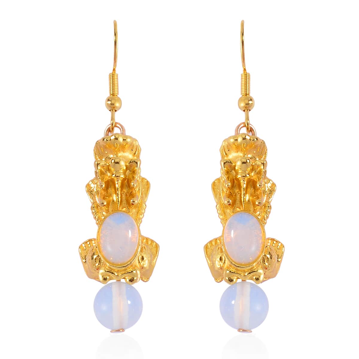 Pixiu Feng Shui Opalite Earrings in Goldtone and ION Plated YG Stainless Steel 16.25 ctw image number 0