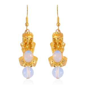 Pixiu Feng Shui Opalite Earrings in Goldtone and ION Plated YG Stainless Steel 16.25 ctw