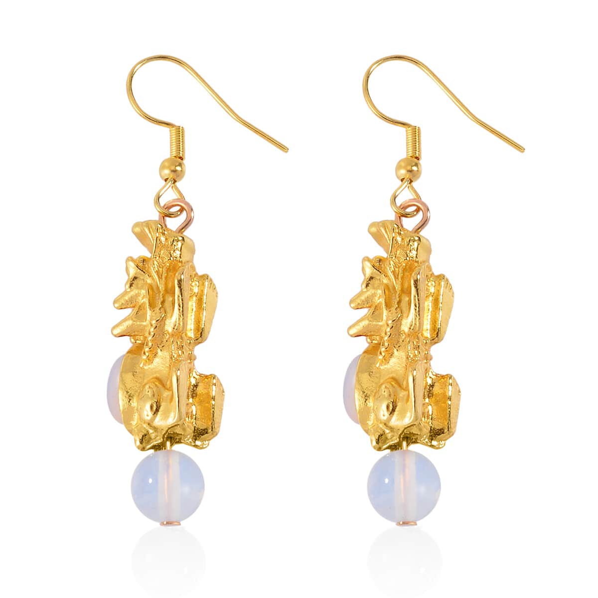 Pixiu Feng Shui Opalite Earrings in Goldtone and ION Plated YG Stainless Steel 16.25 ctw image number 3