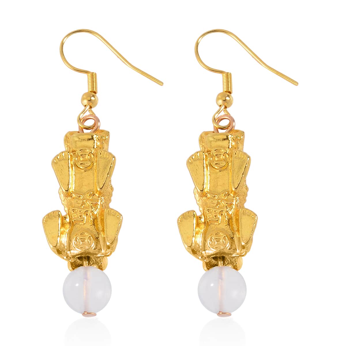 Pixiu Feng Shui Opalite Earrings in Goldtone and ION Plated YG Stainless Steel 16.25 ctw image number 4