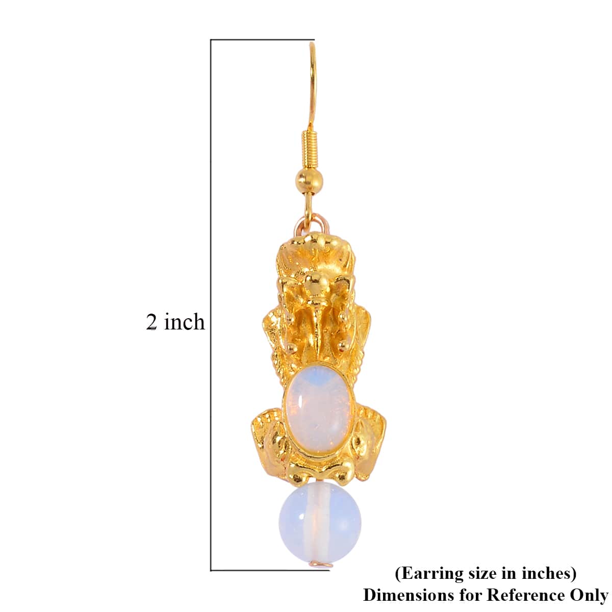 Pixiu Feng Shui Opalite Earrings in Goldtone and ION Plated YG Stainless Steel 16.25 ctw image number 5