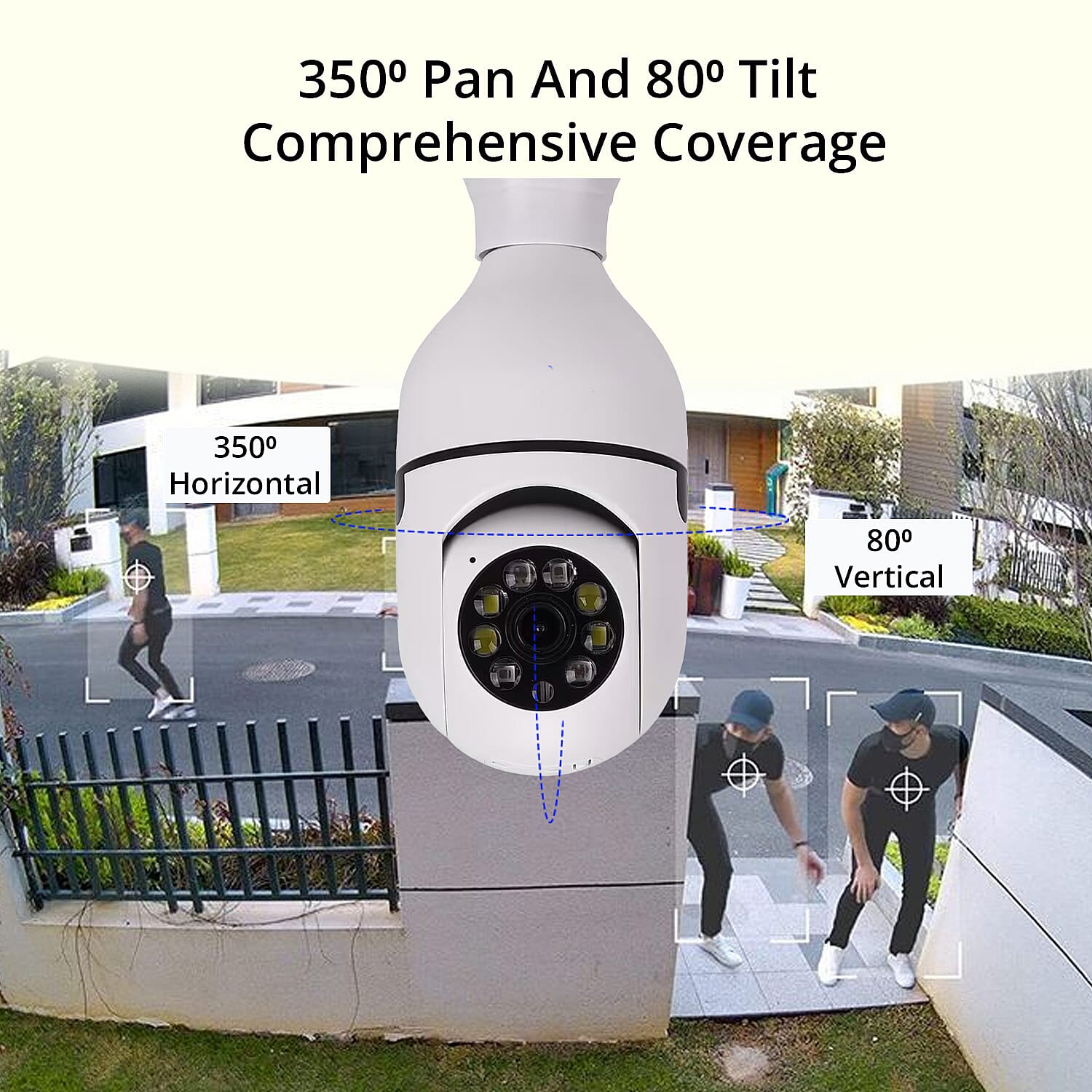  Security Camera Bulb with Night Vision, 360 Degree View, WiFi Connectivity, Two Way Audio Communication, Night Vision, Detection and Notification