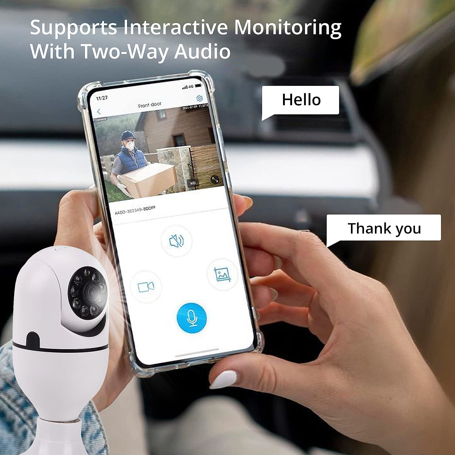  Security Camera Bulb with Night Vision, 360 Degree View, WiFi Connectivity, Two Way Audio Communication, Night Vision, Detection and Notification