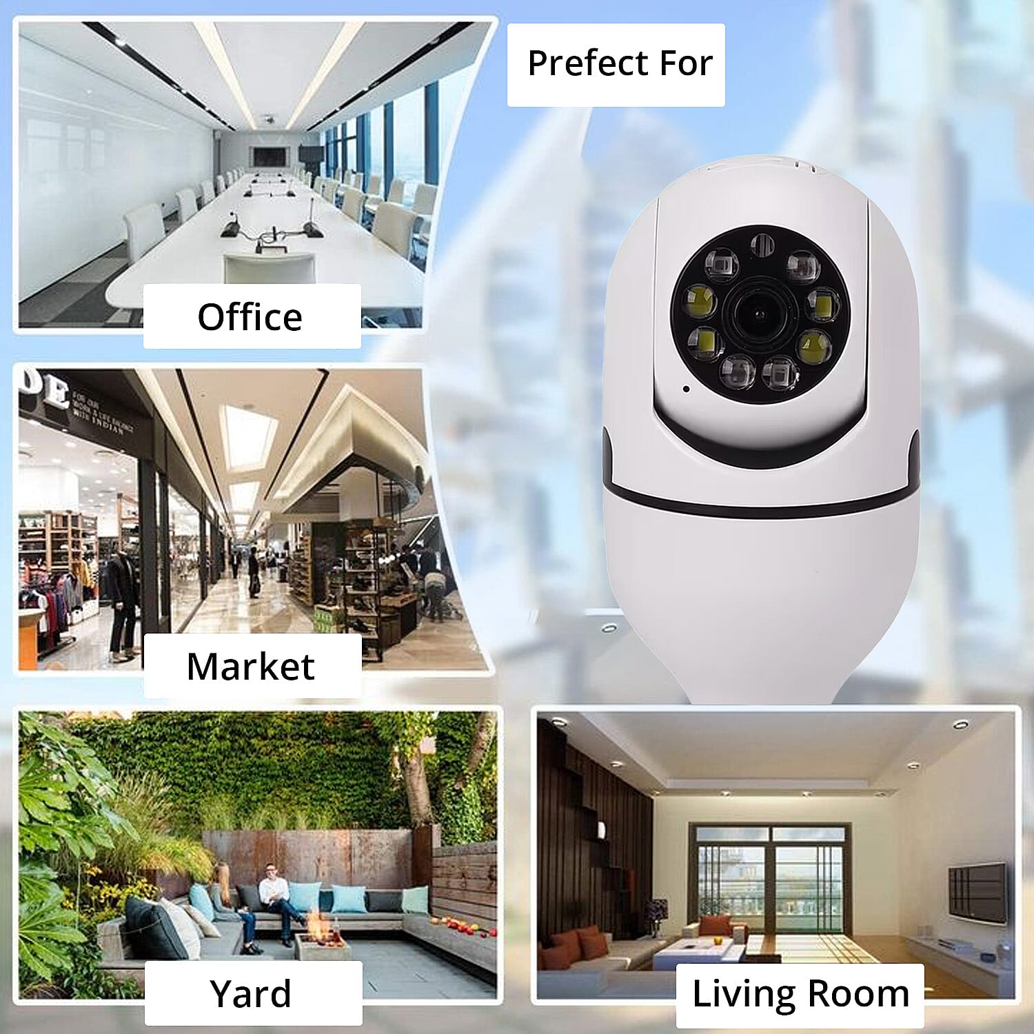  Security Camera Bulb with Night Vision, 360 Degree View, WiFi Connectivity, Two Way Audio Communication, Night Vision, Detection and Notification