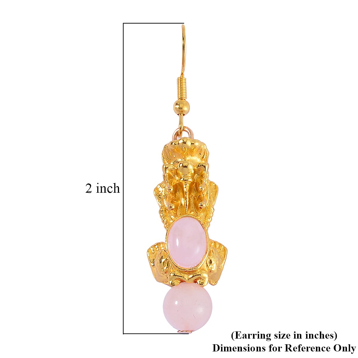 Pixiu Feng Shui Galilea Rose Quartz Earrings in Goldtone and ION Plated YG Stainless Steel 16.25 ctw image number 5
