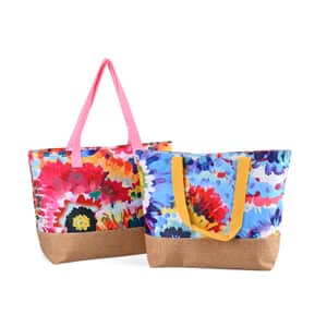 Set of 2 Artistic Flower Pattern Tote Bag