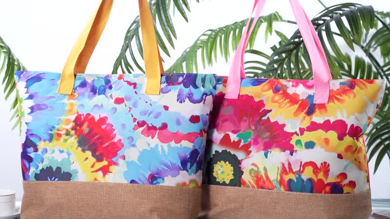 Set of 2 Artistic Flower Pattern Tote Bag (18.89"x13.77")