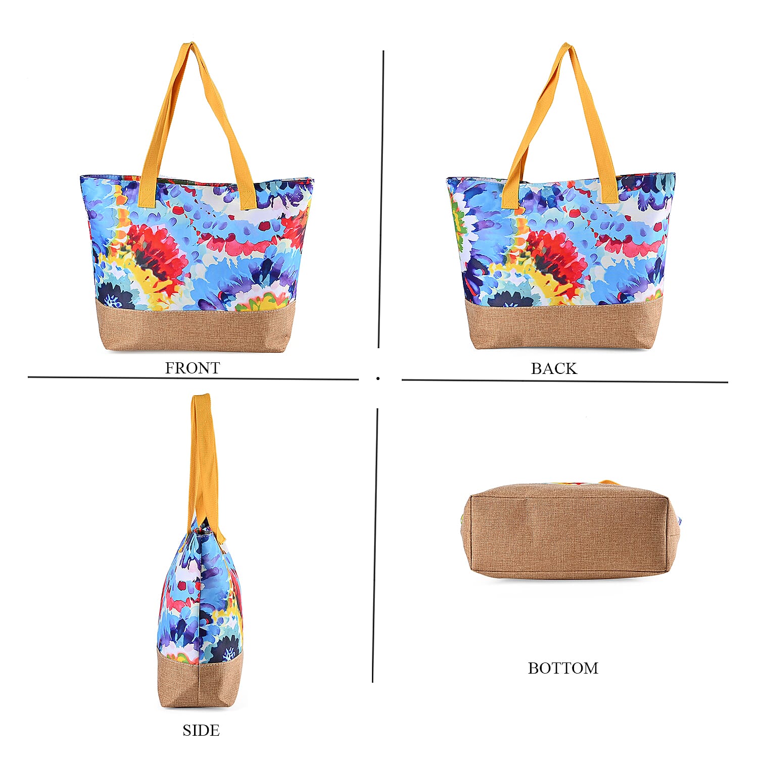 Set of 2 Artistic Flower Pattern Tote Bag