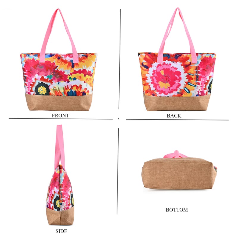 Set of 2 Artistic Flower Pattern Tote Bag