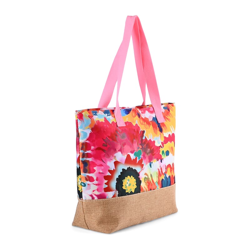 Set of 2 Artistic Flower Pattern Tote Bag